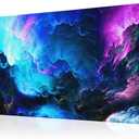 Dazzling Galaxy Gaming Mouse Pad Blue Desk Mat XL Mouse Gaming Pads, Starry Sky Keyboard Pads Extra Large Desktop Computer Mats with Non-Slip Base & Stitched Edges, Vintage Office Decor 31.5x11.8