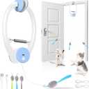 Interactive Cat Toys for Indoor Cats, Automatic Electric Flying Bird Feather Wand Toy, Best Kitten & Adult Cat Enrichment Toy Hanging Electric Kitty Toys for Bored Cats, Light Blue