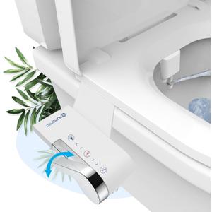 HOPOPRO Bidet Attachment for Toilet, Non-Electric Bidet Ultra-Slim Dual Nozzle (Feminine/Rear Wash), Fresh Cold Water Sprayer Bidets for Existing Toilets with Adjustable Pressure Control 1-Min Install (White)