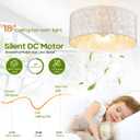 Boho Coastal Ceiling Fan with Lights and Remote, Enclosed Caged Design with Shell Lampshade Fandelier for Bedroom, Nursery, Foyer, Kitchen (6 Speeds)