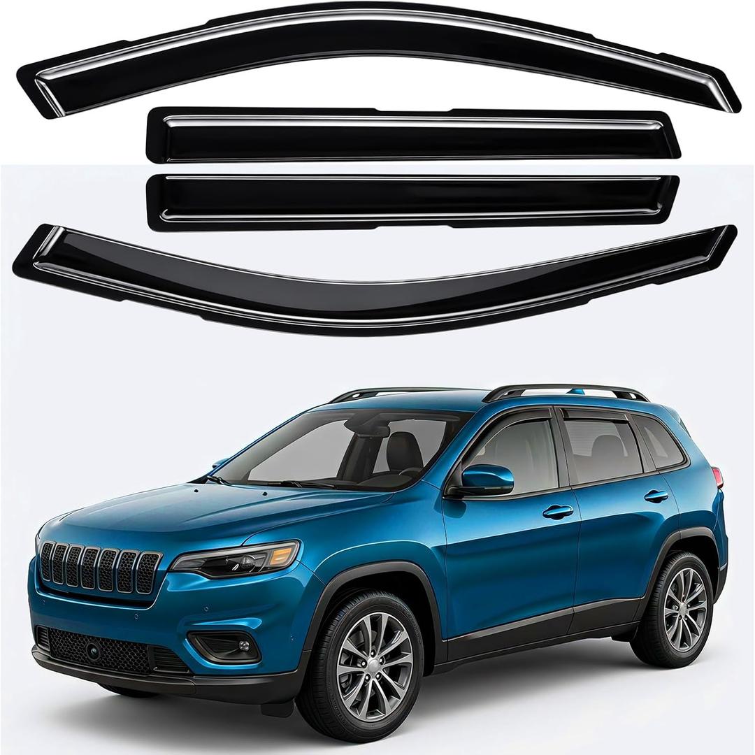 in-Channel Rain Guards Fit for Jeep Cherokee 2014-2023, 4 PCS