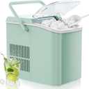 OLIXIS Countertop Ice Maker Machine with Handle, Auto-Cleaning Portable Ice Maker with Basket & Scoop, 26lbs in 24Hrs & 9 Cubes in 6 Mins, 2 Cube Sizes, for Home Party Camping RV, Green