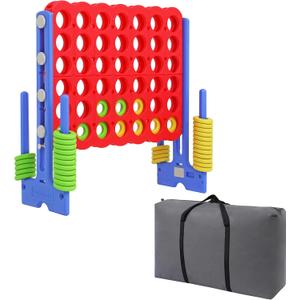 SDADI Jumbo 4 in a Row Game, 4-to-Score Giant Game Set with Adjustable Height (2.5-3.5 FT) for Kids & Adults, Indoor/Outdoor Connect Game with Quick-Release Slider, Perfect for Family and Party Games (Blue)