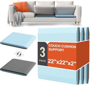 Sellmazon Couch Cushion Support for Sagging Cushions 22''x22'', Two in One Sofa Cushion Support to Repair Sagging Seats, Lift Saggy Seats, Extend Couch's Life, Blue & Grey 3PCS