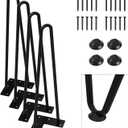 Orgerphy 16inch Black Hairpin Furniture Legs(4PCS) | Heavy-Duty Hairpin Legs End Table Legs| with Screws and 4pcs Bonus Rubber Floor Protectors | Metal Table Legs Desk Legs Furniture Legs for DIYers