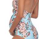 SUMMERSUNSHINE Maternity One Piece Halter Swimwear Pregnancy V-Neck Bathing Suit Maternity Beach Wear Bikini Blue S