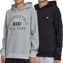 AEROPOSTALE Boys Hoodie 2 Pack Premium Comfy Fleece Hooded Pullover for Kids, Soft Boys Sweatshirts Set, Size 4-20 (Black, M)