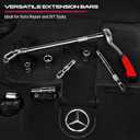 4-Piece 3/8" Drive Socket Extension Bar Set, Professional Socket Extension Set Include 3, 6, and 10 Inch Extensions and 3/8 Inch drive Universal Joint Sockets, Premium Cr-V Steel Construction