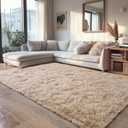 Beige Fluffy Rug for Bedroom 6x9 ft - Ultra Soft & Non Slip Shaggy Area Rug, Comfy Durable Carpet for Living Room Kids Room Teens Dorm Home Decor, 1.7'' Thick Indoor Plush Carpets