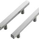 Ravinte 5 Pack 6 Inch Square Cabinet Pulls Brushed Nickel Stainless Steel Kitchen Drawer Pulls Cabinet Handles 6”Length,3.75” Hole Center