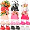 TaoBary 18 Pcs Valentine's Day Floral Bouquet Boxes for Arrangement Wedding Party Centerpieces Boxes Portable Flower Paper Gift Wrapping Bag Bulk with Handle for Wedding Bridal Shower(Lovely)