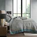 Madison Park Reversible Jacquard Quilted King Bedspread Set Teal, 5pc, Oversized King