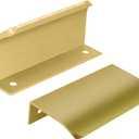 10 Pack 102mm/4 inch Aluminum Concealed Cabinet Pulls Hole Center Finger Edge Pulls for Home Kitchen Doors and Drawers - Includes Screws- Matte Gold (Matte Gold, 102mm/4(10Pcs))