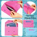 2 Leather Mahjong Card Clutch Holder Pouch for Cards Mahjong Accessories 8x6 Inch Protective Cover Case with Secure Closure Ideal Gift for Lover Playing Game Night Hot (Hot Pink,Navy Blue)