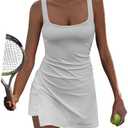 UNIANKIYA Womens Tennis Dress with Built in Shorts Workout Dress Athletic Mini Sundress Backless Summer Dresses Golf Outfits Medium