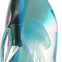 Hophen Art Glass Penguin with Jellyfish Figurine Handmade Blown Crystal Penguin Sculpture Animal Statue Paperweight Collectable Desk Decoration Ornaments