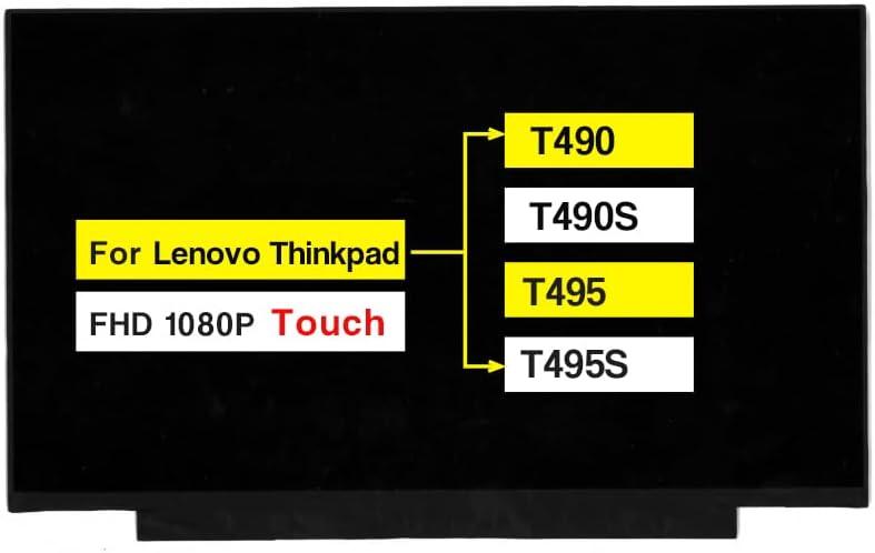 14.0" Replacement for Lenovo Thinkpad T490 T490S T495 T495S P43s FRU 01YN150 01YN151 01YN152 B140HAK03.2 R140NWF5 RA FHD 19201080 40 Pins Touch Screen LCD Display Panel (Not for Non-Touch Version)