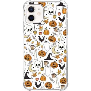 Autumn Fall Leaves Moon Pumpkin Pattern Case for iphone 11, Retro Halloween Funny Pumpkin Case for Girls Women Men, Unique Trendy TPU Bumper Cover Case for iphone 11