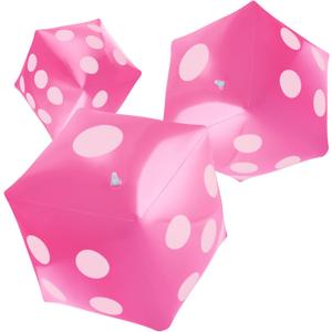 3 Pack Large Inflatable Dice Jumbo Giant Inflatable Dice for Indoor Outdoor Broad Game Ludo Pool Party Favor(12 Inch,Pink)