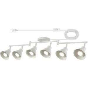 6 Light Plug in Track Lighting Kit,Modern Plug in Ceiling Light Fixture,16.4ft Cord,6 Way Ceiling Spot Lighting,Flexibly Rotatable Light Head (White)