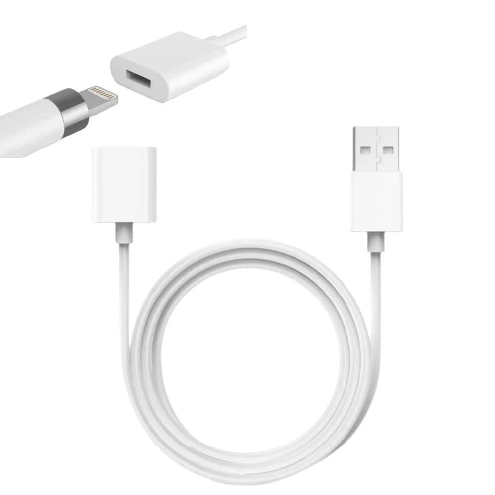 Design for Apple Pencil Charger,Apple Pencil Adapter 1FT/1Pack, iPencil Charger Fast Charging Compatible with Apple Pencil 1st Generation,USB A Male to Lightning Female (White)