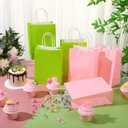 Kolldenn 24 Pcs Pink and Green Party Bags, Witch Paper Bags with Handle, Pink and Green Party Witch Theme Goodie Favors for Birthday Supplies