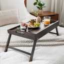 ROSSIE HOME Bamboo Bed Tray with Phone Holder, Extra Large Lap Desk for Laptops up to 17.3 Inches Java Style No. 78112