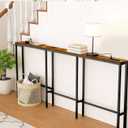 70" Narrow Console Sofa Table with Power Outlets & 2 USB Ports, L Shaped Behind Couch Table Skinny, 3 Assembly Options Entryway Tables with Charging Station for Living Room, Hallway, Brown, 70IN