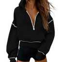 PRETTYGARDEN Women's 2026 Fall Hooded Sweatshirts Long Sleeve Half Zip Cropped Hoodies Pullover Winter Fashion Clothes, Large