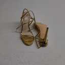 VIUGJNEX Women Gold Heels Strappy High Heels Stilettos Open Toe Ankle Strap Dress Comfortable Wedding Lace Up Heeled Sandals Size 7.5