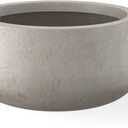 Kante 11.8" Dia Round Concrete Planter, Cement Plant Pots with Drainage Hole and Rubber Plug for Outdoor Indoor Garden Home, Modern Curvaceous Design, Weathered Concrete