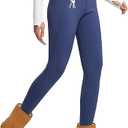 baleaf Winter Clothing Women Leggings Fleece Lined Tights Thermal Warm Thick Cold Weather Gear 1 Pockets  Navy 2XL