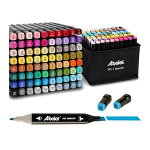 ABEIER 80 Colors Alcohol Based Markers, Dual Tip Drawing Markers Set, plus 1 Colorless Blender Pen, Permanent Sketch Animation Marker for adults, Plumones, Coloring and Artist Illustration