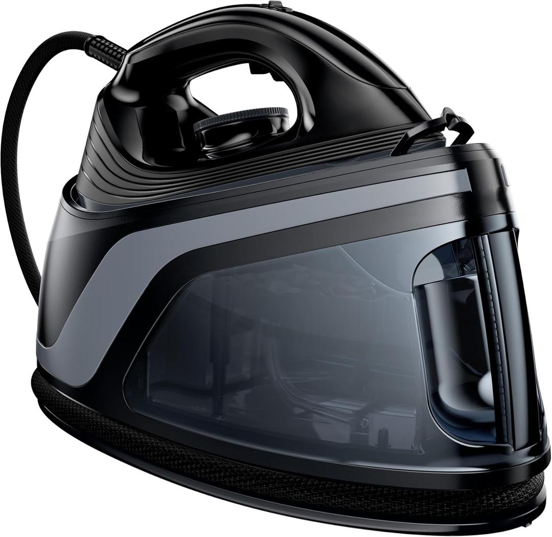 Irons Steamer for Clothes, 1500W Iron with Burst of Steam, 500 Microsteam Holes, Powerful Steam Iron, Auto shutoff, Self-Cleaning, 44oz Water Tank Ironing Clothes for All Fabrics Black And Gray