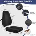 Car Seat Cushion,Lumbar Support Pillow for Office Chair 3D Breathable Mesh Memory Foam Pad,Non-Slip Truck Seat Cushion with Adjustable Strap, Lower Back Support for Car, Office, Gaming Chair, Black