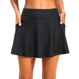 Tempt Me Women's High Waisted Swim Skirt with Side Pocket Swim Skorts Tummy Control Swim Bottoms with Built-in Brief (Black 1, 22W) Tempt Me Women's High Waisted Swim Skirt with Side Pocket Swim Skorts Tummy Control Swim Bottoms with Built-in Brief (Black 1, 22W)