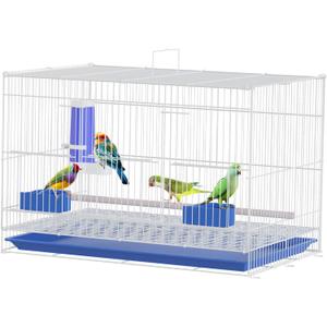 20" Stackable Flight Bird Cage, Designed for Parakeets & Multiple Bird Species, with Slide-Out Tray & Convenient Handle, for Cockatiels, Conures, Lovebirds, Canaries, & More, Stylish White Aviary