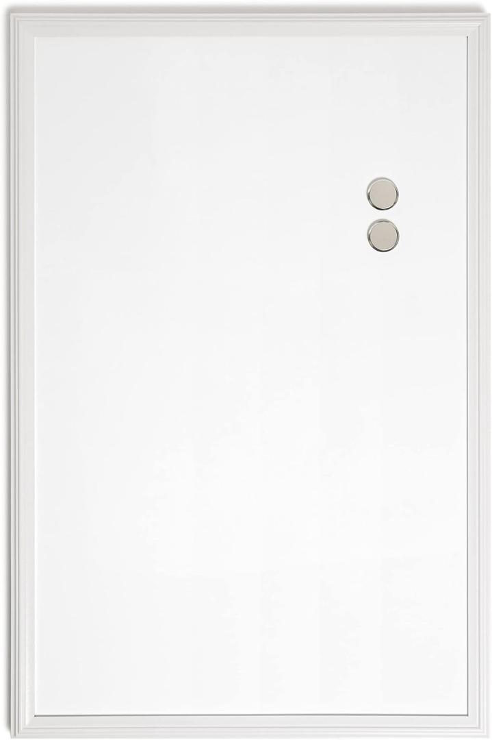 U Brands Farmhouse Board, Dry Erase White Board with White Frame, Office Supplies, Includes Magnets, 20 x 30 (2993U00-04)