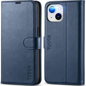 TUCCH Case for iPhone 14 Case Wallet 6.1", [TPU Shockproof Inner Shell], PU Leather [RFID Blocking] 4 Card Holder Magnetic Stand Protective Cover Compatible with iPhone 14 2022, Dark Blue