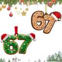 3 x 67 Christmas Ornament, 2PCS 67 Meme Funny Christmas Ornaments 2025, Funny 67 Christmas Ornament, 67 Meme Gag Gift for Kids,2025 Santa Ornaments for Christmas Tree, Stocking Stuffers for Teens