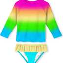 UNIFACO Toddler Girls Swimsuit Rashguard Set Summer Beach Breathable Tankini with UPF 50+ Sun Protection 2-8T