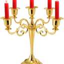 YOUEON 5 Arm Gold Candelabra, Candelabra Candle Holder, 10 Inch Tall Candlesticks Holder, Elegant Taper Candle Holder Centerpiece for Wedding, Church, Halloween, Dining, Home Decor