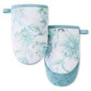 FIESTA Botanical Floral Mini Oven Mitt 2-Pack Set, Sky Blue, 5.5"x8"