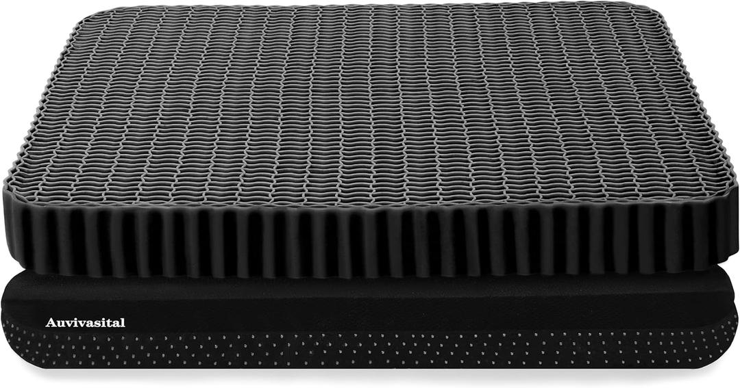 Innovative Gel Seat Cushion for Long Sitting, Seat Cushion for Back, Sciatica, Hip, Tailbone Pain Relief, Large and Thick, Used for The Office, Wheelchair, Recliner, Car, Truck, Stadium.(Black)