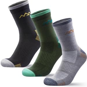 innotree Merino Wool Hiking Socks for Men Thermal Winter Warm Micro Crew Work Cushion Socks, 3 Pairs, L