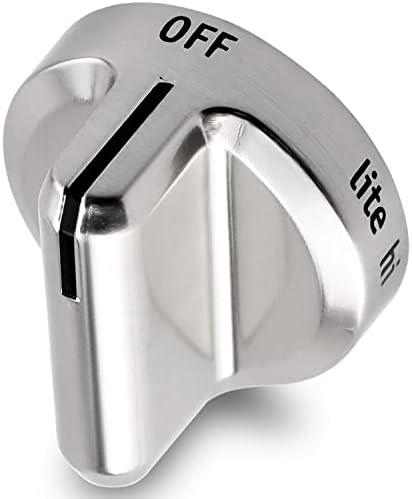 Funmit 5304502763 Range Control Knob Replacement for Frigidaire Stove Replaces PS11724147 AP5984069 EAP11724147 4279473, D Shaped Shaft with Metal Insert, Silver Plastic