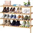 Shoe Rack, 4-Tier Long Shoe Rack for Entryway, Bamboo Wood Shoe Shelf for Closet & Hallway, Long 33IN | Beautiful | Functional | Sturdy | Durable