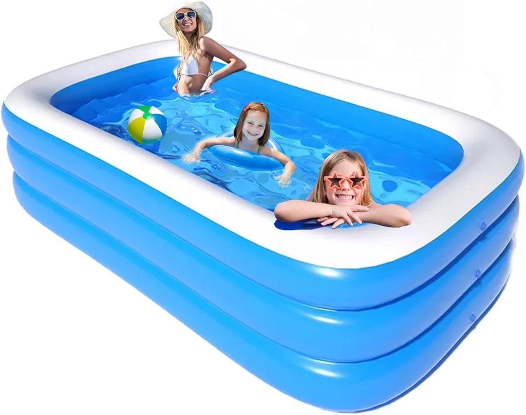 Inflatable Pool for Kids and Adults, Inflatable Swimming Pool 120" X 72" X 22" Oversized Thickened Family Swimming Pool for Toddlers, Outdoor, Garden, Backyard, Summer Water Party.