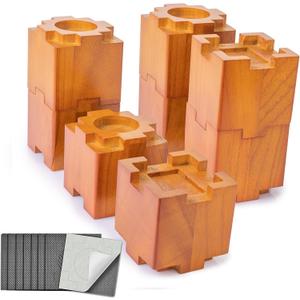 Wood Bed Risers with Non-Slip Rubber Pad, Stackable Furniture Risers Lift Heights 3.5 or 7 Inch Heavy Duty Risers for Sofa, Table, Couch Chair (8 Pack, Brown)
