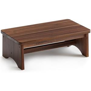 FANATU Extra Wide 26in Wooden Step Stool, Heavy Duty One Step Stool for Adults and Seniors, Holds Up to 550 lbs, Reinforced Cross Bar, Non-Skid Surface (Walnut)